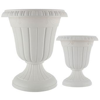 Pure Garden 2-Pack Large and Small Black Urn Planter Set