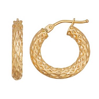 Au Naturale 14k Gold Textured Hoop Earrings