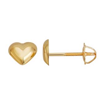 Au Naturale 14k Gold Puffed Heart Stud Earrings