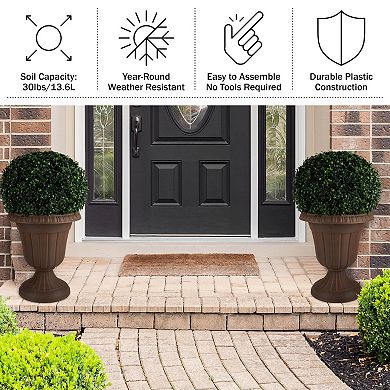 Pure Garden 2-Pack Black Urn Planter Set