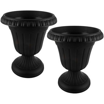Pure Garden 2-Pack Black Urn Planter Set