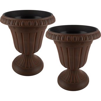 Pure Garden 2-Pack Black Urn Planter Set