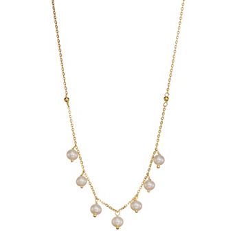 Au Naturale 14k Gold Simulated Pearl Drops Necklace