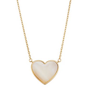 Au Naturale 14k Gold Mother Of Pearl Heart Pendant Necklace