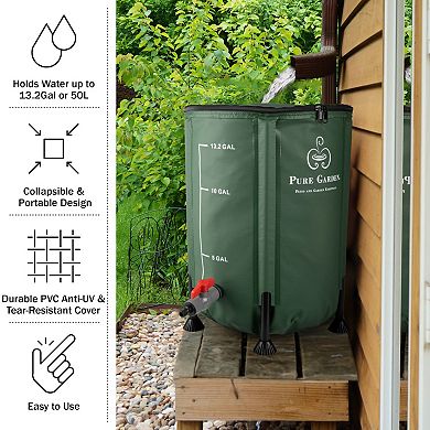 Pure Garden 13.2 Gallon Collapsible Rain Barrel