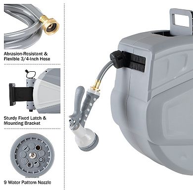 Pure Garden 124-ft. Retractable Hose with Wall Reel