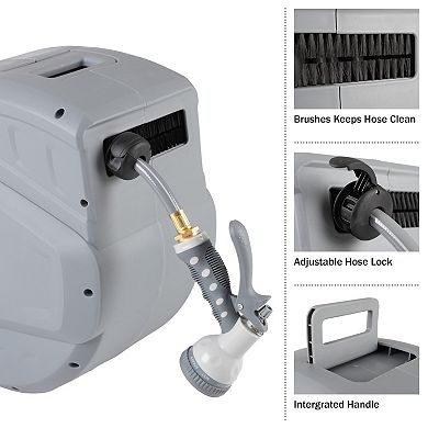 Pure Garden 124-ft. Retractable Hose with Wall Reel