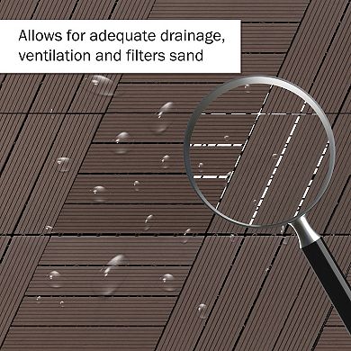 Pure Garden 6-Pack Mocha Outdoor Flooring Deck Tiles