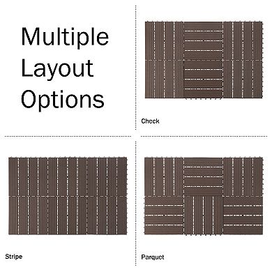 Pure Garden 6-Pack Mocha Outdoor Flooring Deck Tiles