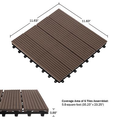 Pure Garden 6-Pack Mocha Outdoor Flooring Deck Tiles