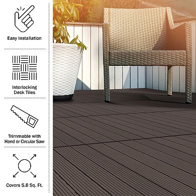 Pure Garden 6-Pack Mocha Outdoor Flooring Deck Tiles