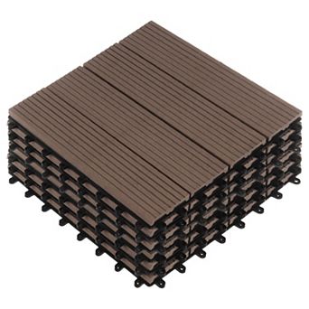 Pure Garden 6-Pack Mocha Outdoor Flooring Deck Tiles