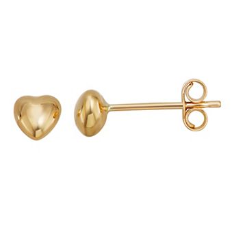 Au Naturale 14k Gold Puffy Heart Stud Earrings