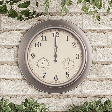 Pure Garden 18-Inch Copper Wall Clock Thermometer