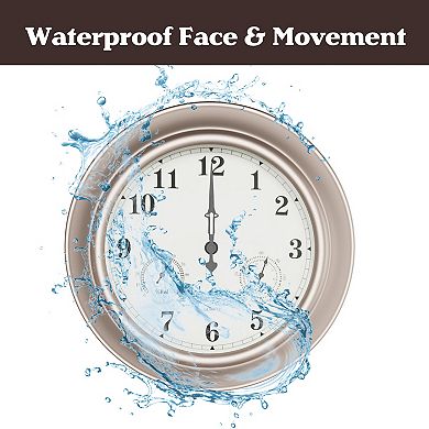 Pure Garden 18-Inch Copper Wall Clock Thermometer