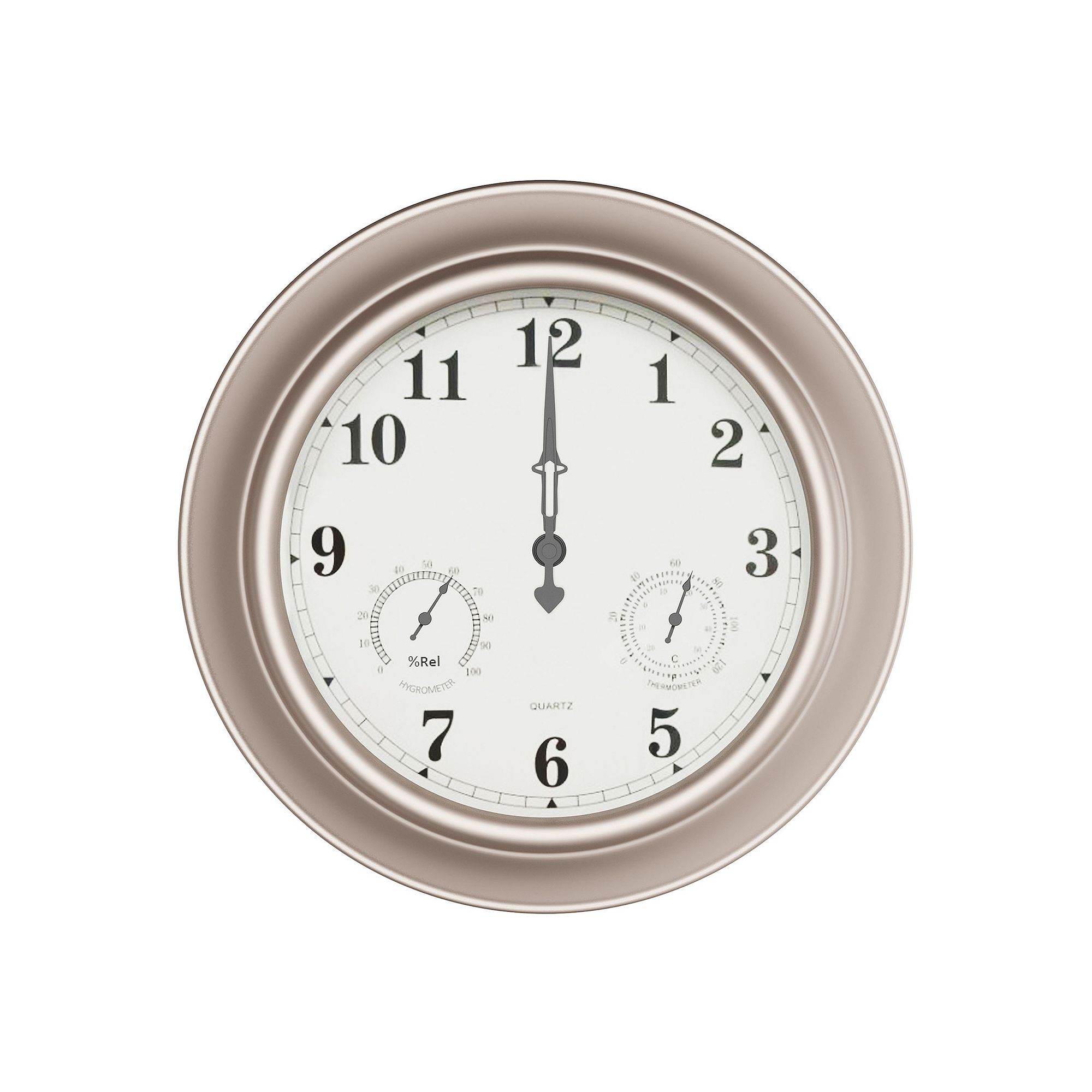 Pure Garden 18-Inch Copper Wall Clock Thermometer, Brushed Silver