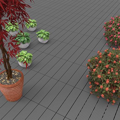 Pure Garden 6-Pack Brown Interlocking Deck Tiles
