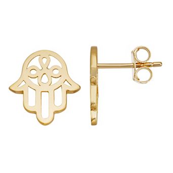 Au Naturale 14k Gold Hamsa Stud Earrings