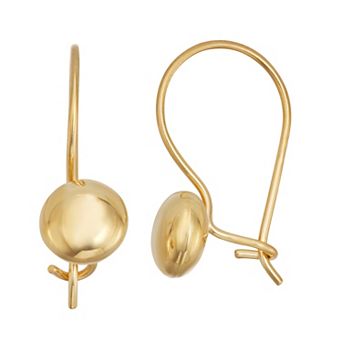 Au Naturale 14k Yellow Gold Polished Button Shepherd Hook Earrings