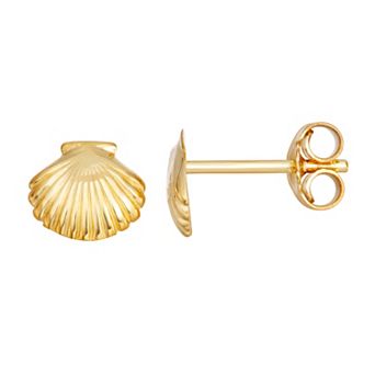Au Naturale 14k Yellow Gold Shell Stud Earrings