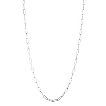 Au Naturale 10k White Gold Polished Paperclip Chain Necklace