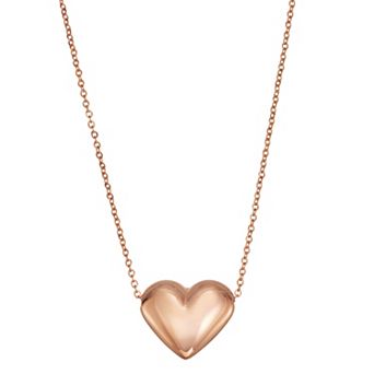 Au Naturale 10k Rose Gold Puffed Heart Necklace