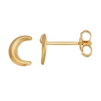Au Naturale 10k Yellow Gold Crescent Moon Stud Earrings