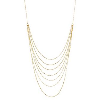 Au Naturale 10k Gold Multi-Layer Strand Mirror Link Necklace