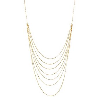 Au Naturale 10k Gold Multi-Layer Strand Mirror Link Necklace