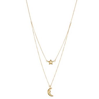 Au Naturale 10k Yellow Gold Moon And Star Layered Necklace