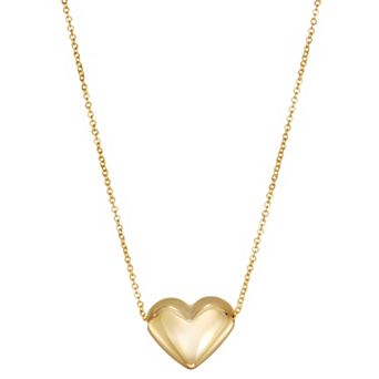 Au Naturale 10k Yellow Gold Puffed Heart Necklace