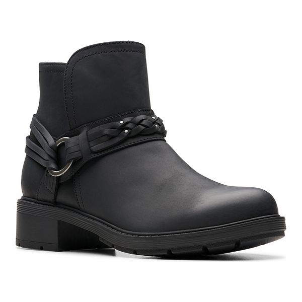 Clarks&reg; Hearth Kaylie Women's Leather Ankle Boots - Black Oily (9)