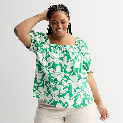 Plus Size Sonoma Goods For Life® Squareneck Peasant Top