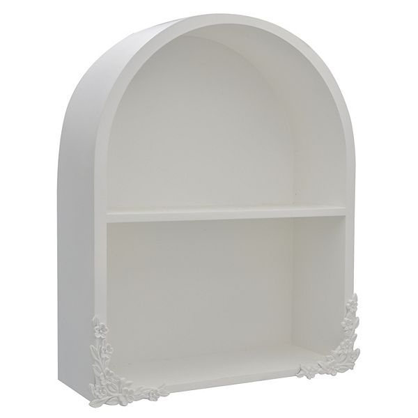 Belle Maison Floral Arched Shelf Wall Decor - White