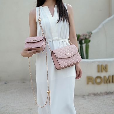 Mkf Collection Blossom Quilted Women’s Shoulder Bag With A Mini Bag Set By Mia K
