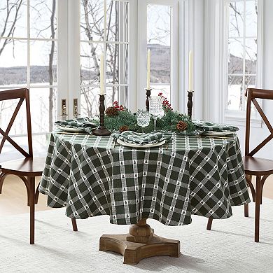 Sherwood Tree Dobby Holiday Cotton 60"x84" Oval Tablecloth