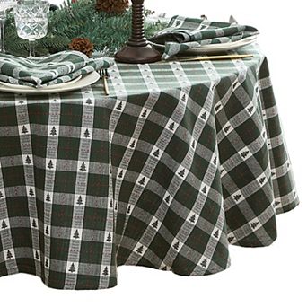 Sherwood Tree Dobby Holiday Cotton 60"x84" Oval Tablecloth
