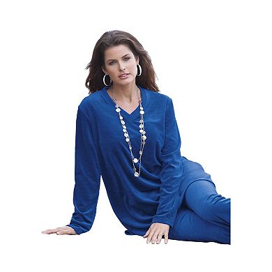 Roaman's Women's Plus Size Velour Jogger Set