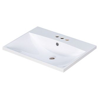Merax Bathroom Vanity Top Only, White Basin, 3-faucet Holes, 4" Faucet Available