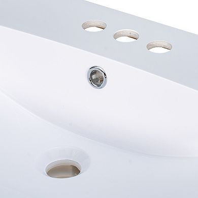 Merax Bathroom Vanity Top Only, White Basin, 3-faucet Holes, 4" Faucet Available