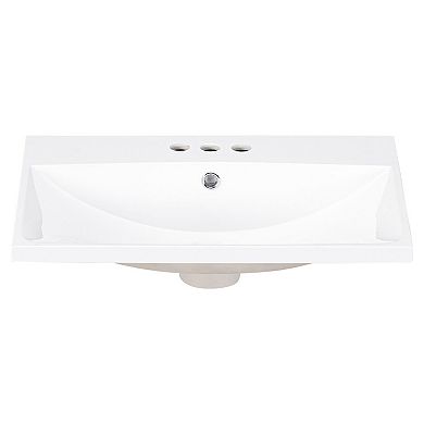 Merax Bathroom Vanity Top Only, White Basin, 3-faucet Holes, 4" Faucet Available