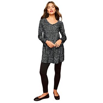 Roaman's Women's Plus Size Cotton Ultimate Long Sleeve V-Neck Tunic