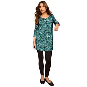 Roaman's Women's Plus Size Cotton Ultimate Long Sleeve V-Neck Tunic