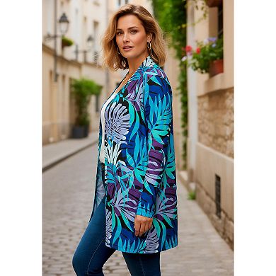 Roaman's Women's Plus Size Ultrasmooth Fabric Long Sleeve Cardigan