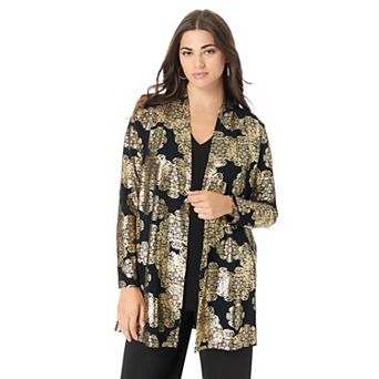 Roaman's Women's Plus Size Ultrasmooth Fabric Long Sleeve Cardigan