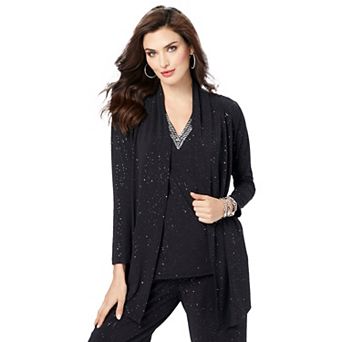 Roaman's Women's Plus Size Ultrasmooth Fabric Long Sleeve Cardigan