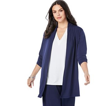 Roaman's Women's Plus Size Ultrasmooth Fabric Long Sleeve Cardigan