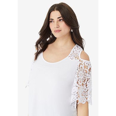 Roaman's Women's Plus Size Cold Shoulder Ultrasmooth Fabric Tunic