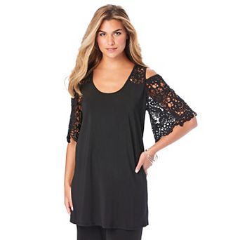 Roaman's Women's Plus Size Cold Shoulder Ultrasmooth Fabric Tunic