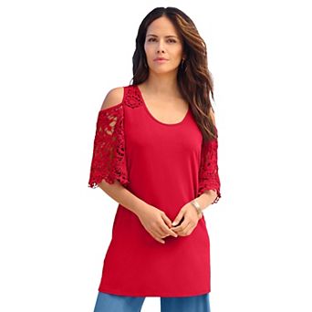 Roaman's Women's Plus Size Cold Shoulder Ultrasmooth Fabric Tunic